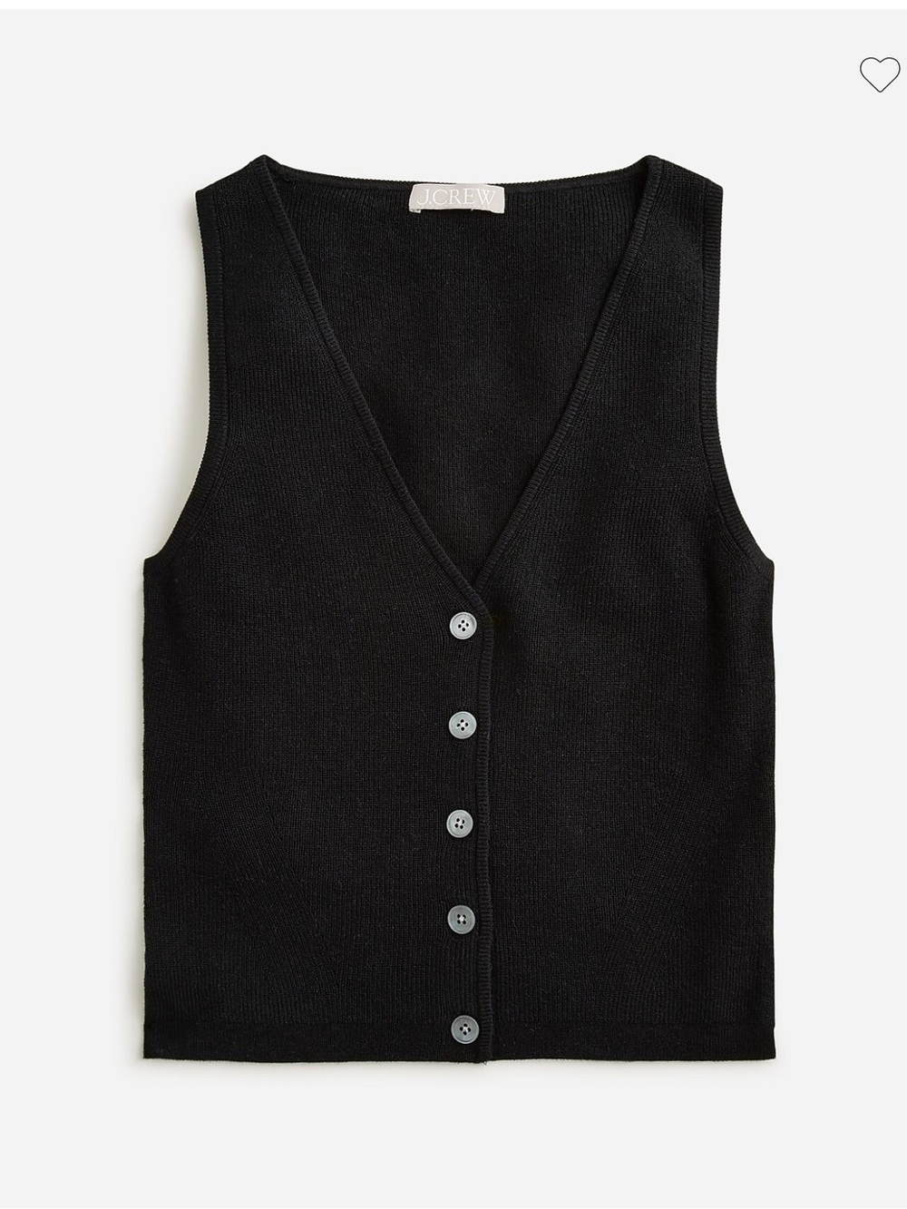 NWT J. Crew Black Silk-Cashmere Blend Sleeveless V-Neck Button Vest